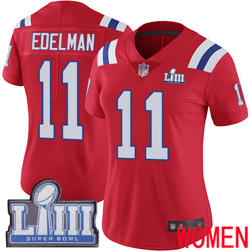New England Patriots Football #11 Super Bowl Limited Red Women Julian Edelman Alternate NFL Jersey